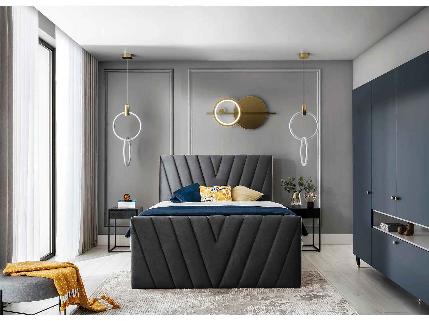 Boxspringbett  Twister S (140x200)/Stoff-Grau