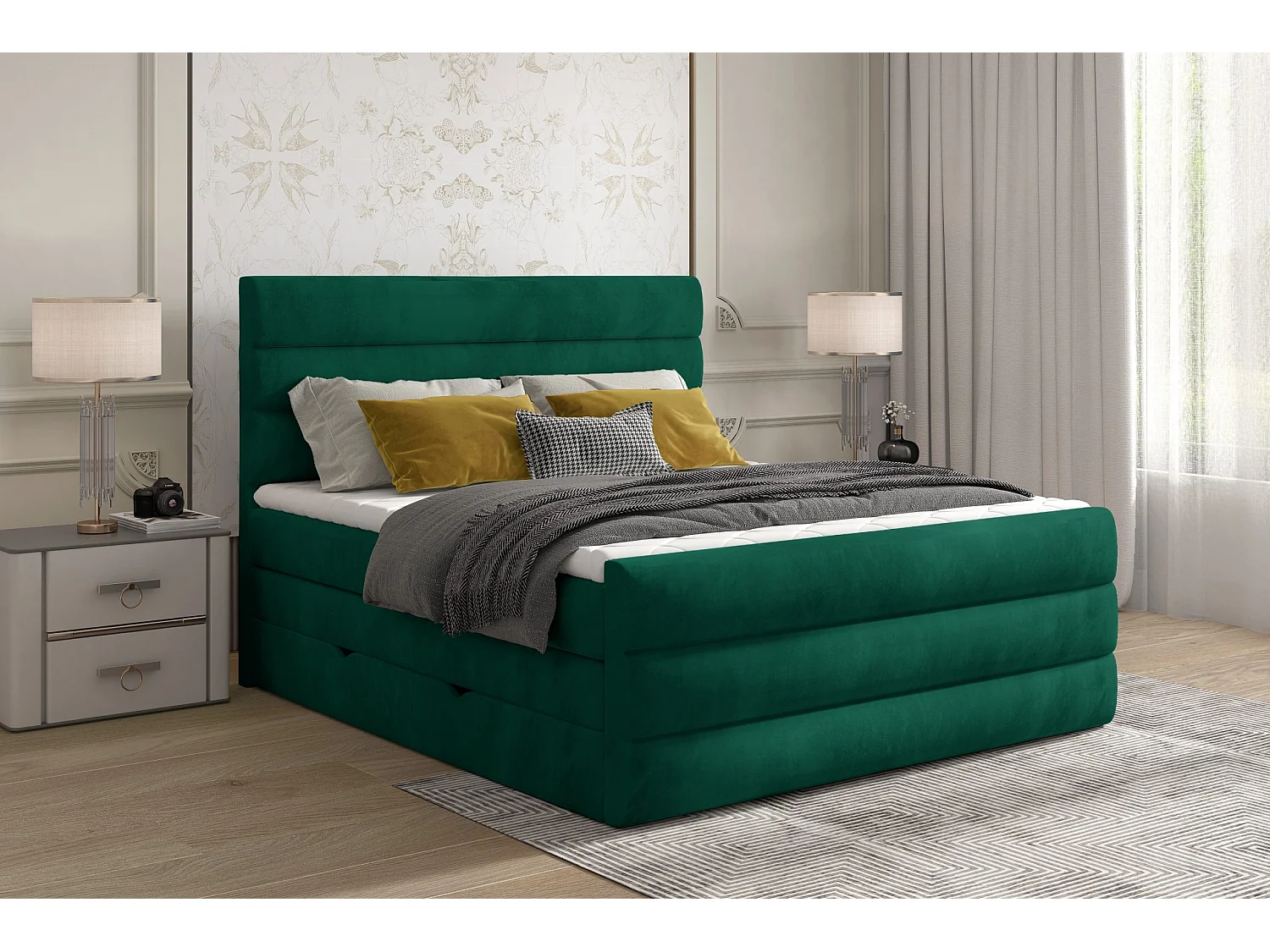 Boxspringbett Nizze M (160x200)/Stoff-Gelb