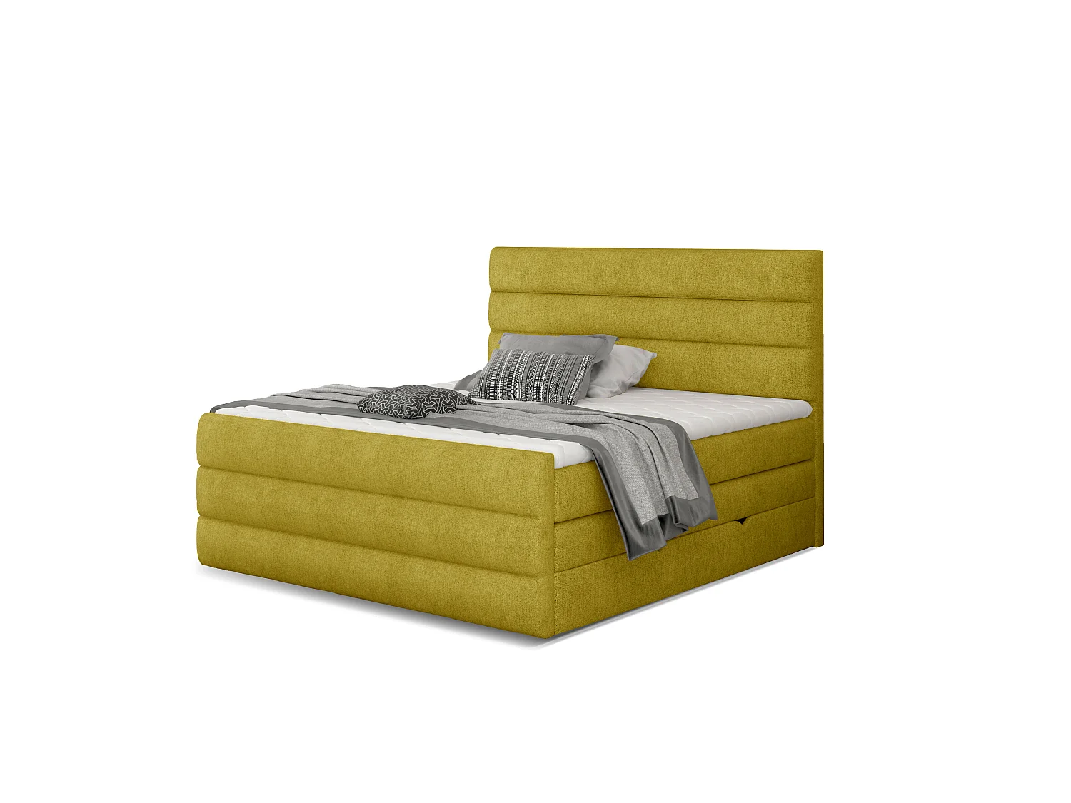 Boxspringbett Nizze M (160x200)/Stoff-Gelb