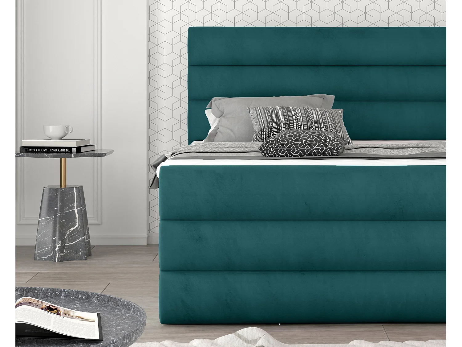 Boxspringbett Nizze M (160x200)/Stoff-Gelb