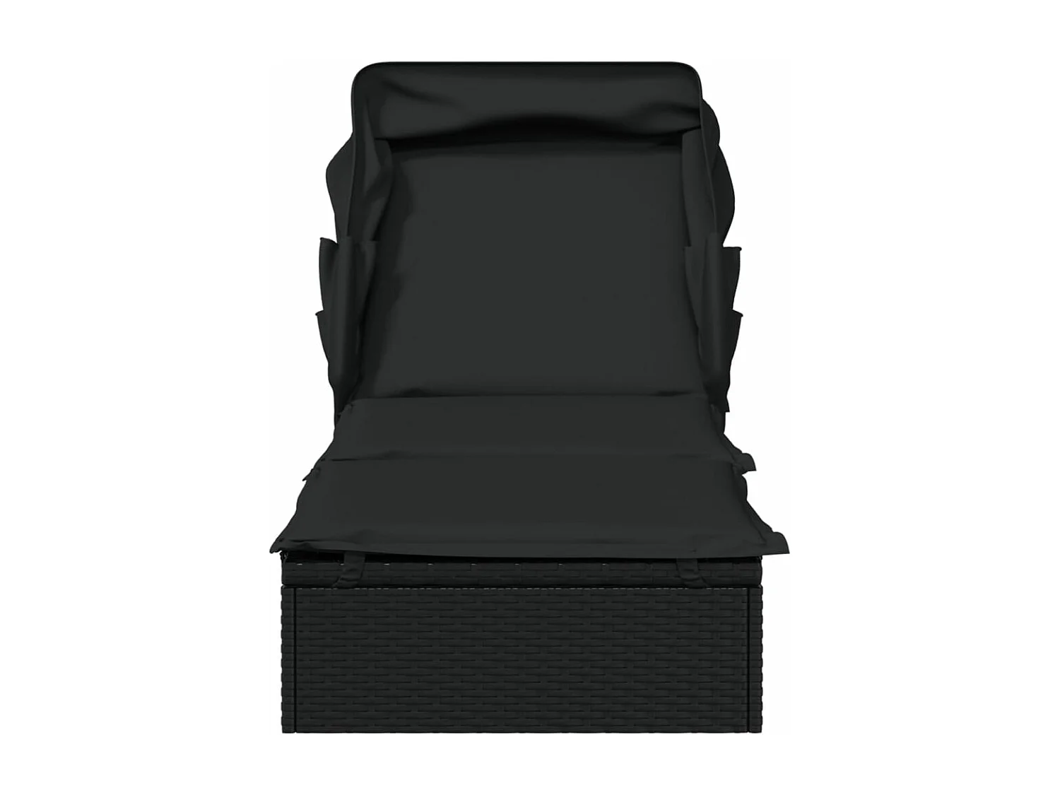 Sonnenliege mit Faltdach Schwarz 213x63x97 cm Poly Rattan