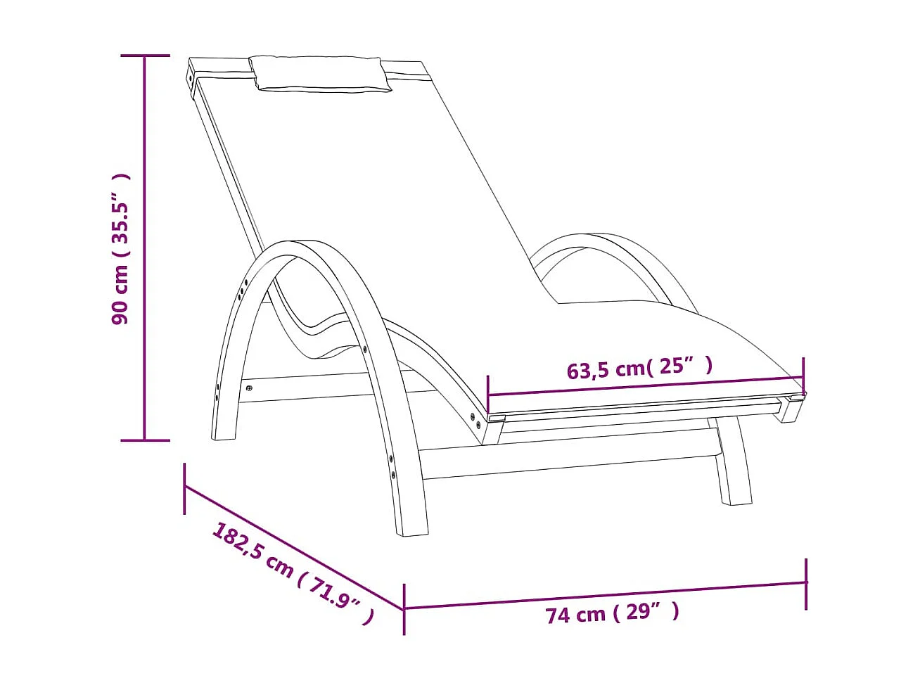 Ligbed met kussen textileen en massief populierenhout wit