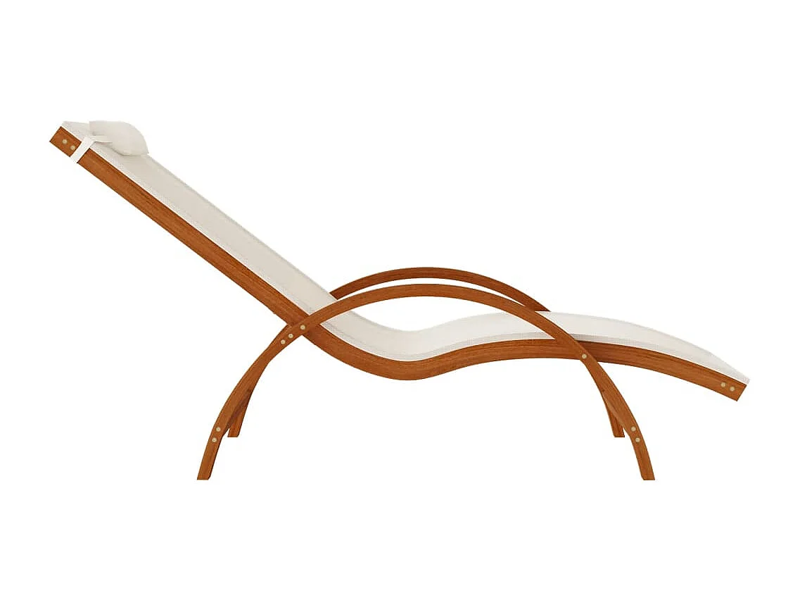 Ligbed met kussen textileen en massief populierenhout wit