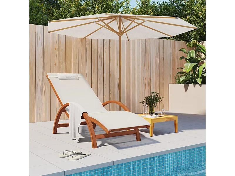 Ligbed met kussen textileen en massief populierenhout wit