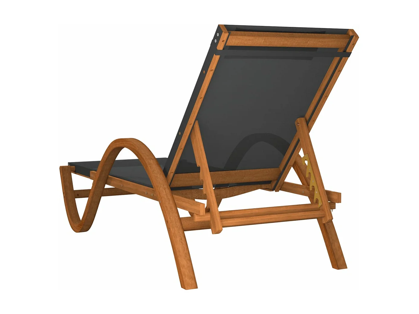 Chaise longue avec coussin gris textilène/bois massif peuplier