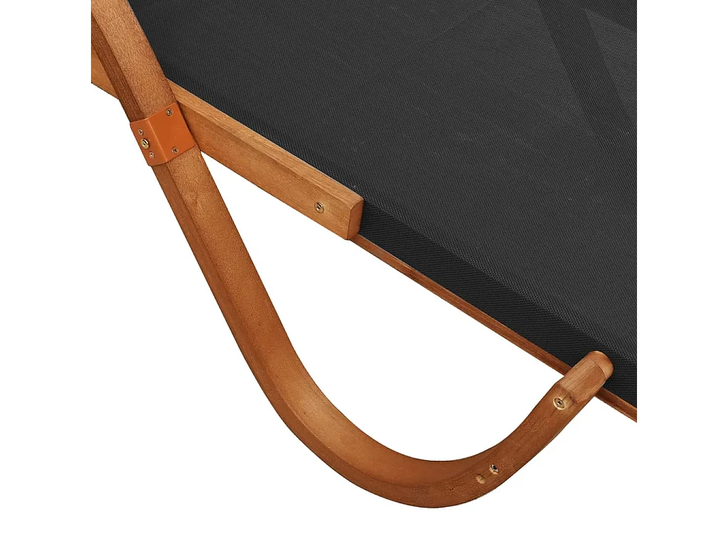 Chaise longue avec coussin gris textilène/bois massif peuplier