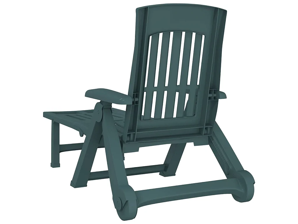 Chaise longue pliable avec roues vert PP
