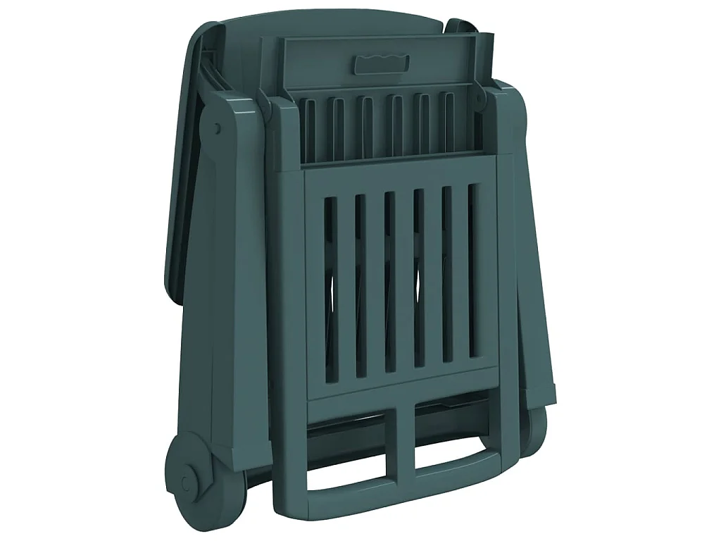 Chaise longue pliable avec roues vert PP