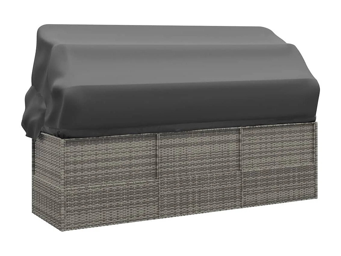 Lettino Prendisole Esterno Tetto e Cuscini Grigio Polyrattan