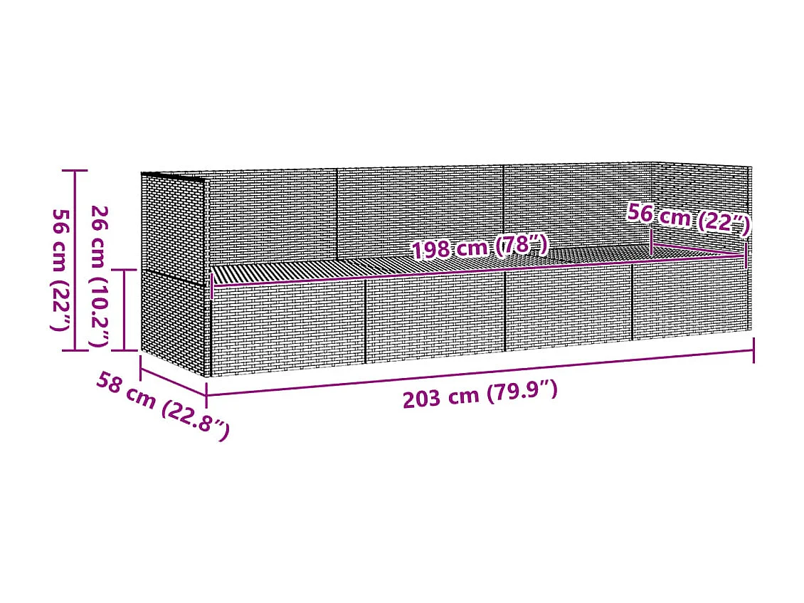 Lit de salon d'extérieur avec coussins Gris Résine tressée