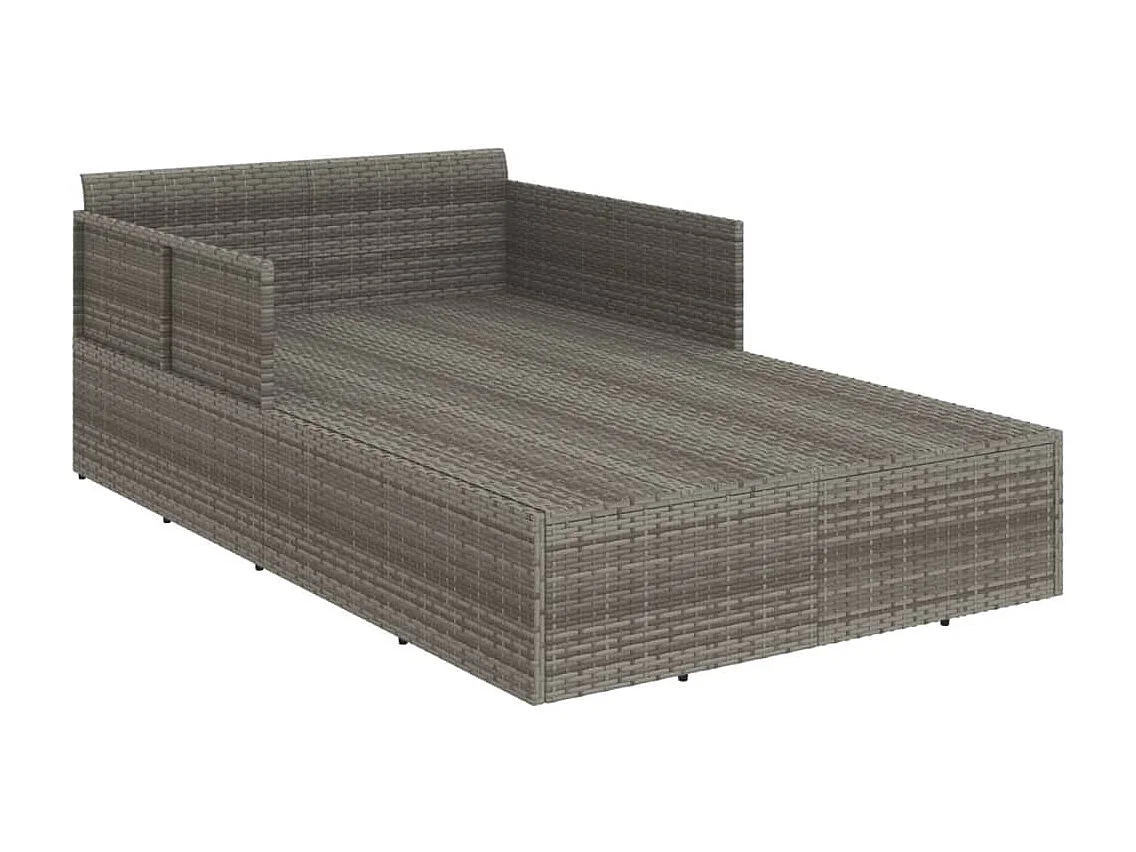 Chaise longue avec coussins gris 182x118x63 cm résine tressée