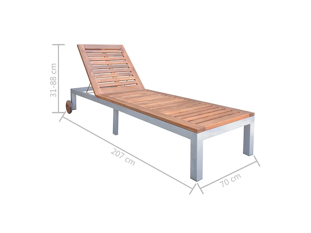 Chaise longue Bois d'acacia solide