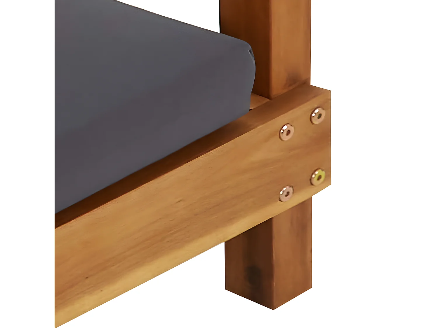 Lettino Prendisole Doppio con Tende e Cuscini in Legno Acacia