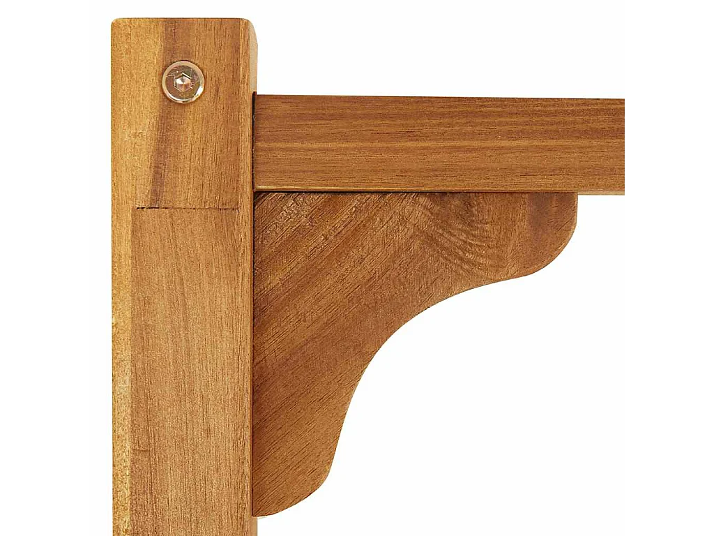 Lettino Prendisole Doppio con Tende e Cuscini in Legno Acacia