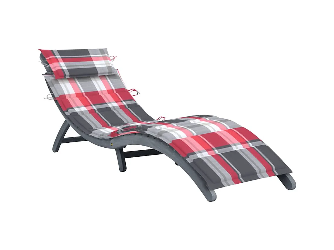 Chaise longue avec coussin Gris Bois d'acacia solide