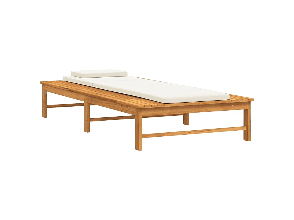 Lettino Cuscino e Guanciale Bianco Crema Legno Massello Acacia