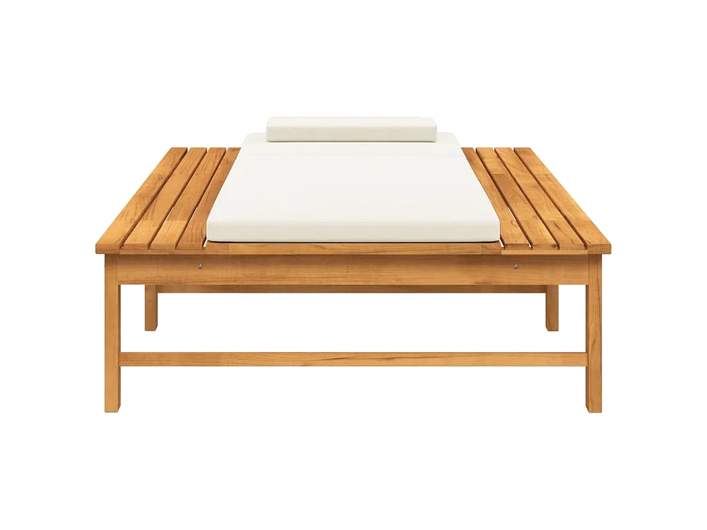 Lettino Cuscino e Guanciale Bianco Crema Legno Massello Acacia
