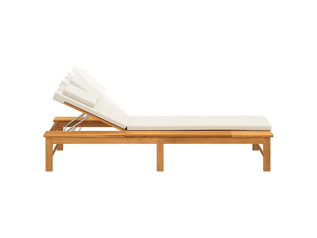 Lettino Cuscino e Guanciale Bianco Crema Legno Massello Acacia