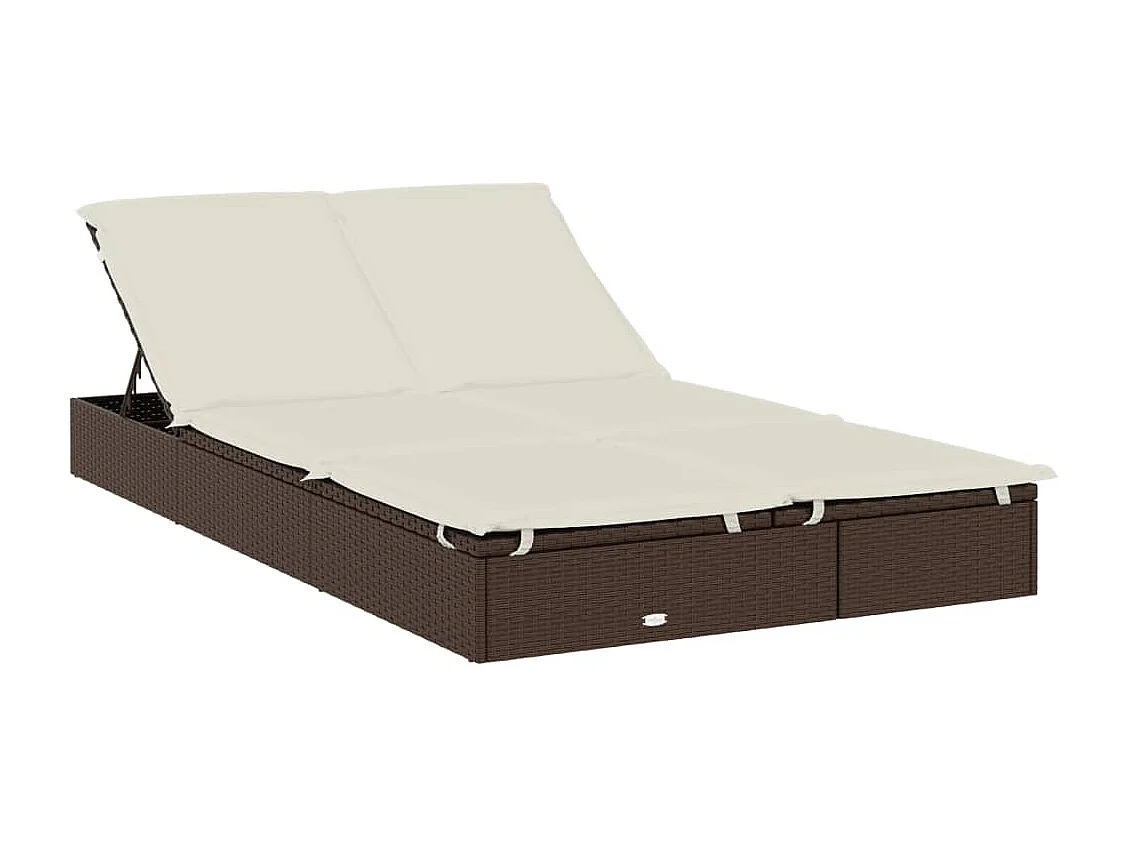 2-Personen-Sonnenliege mit Dach Braun 213x118x97 Poly Rattan