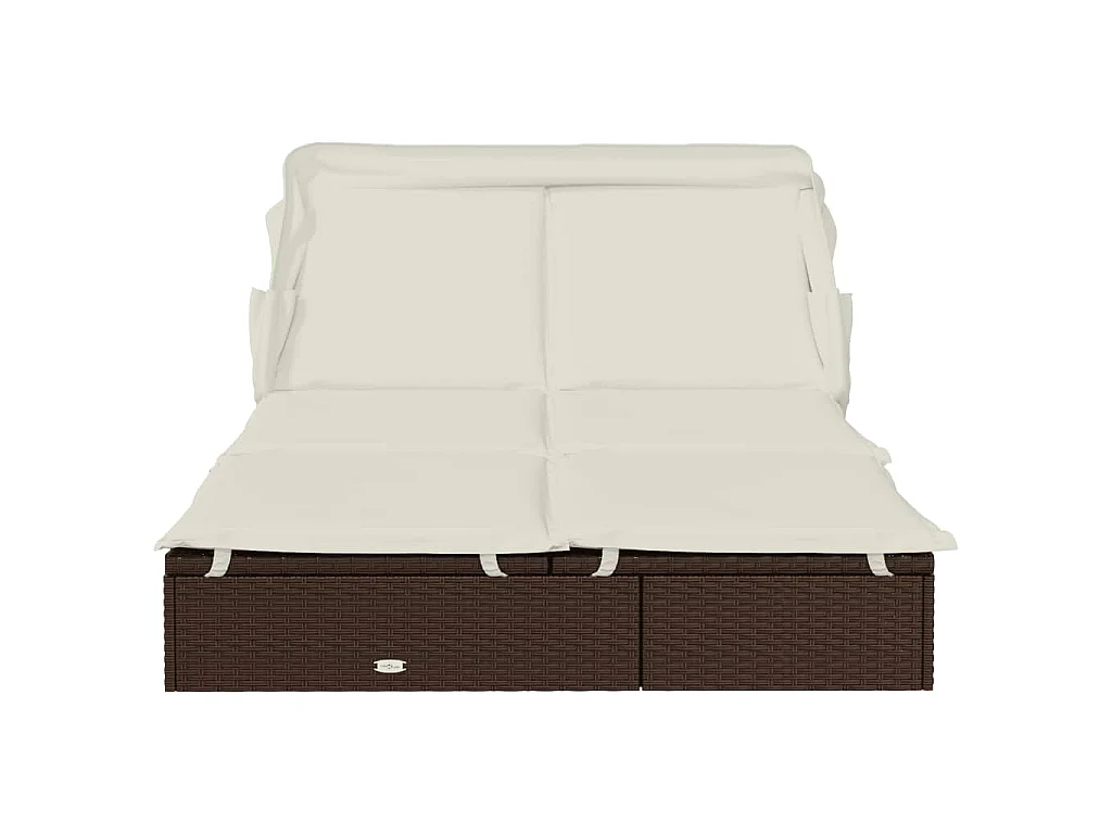 2-Personen-Sonnenliege mit Dach Braun 213x118x97 Poly Rattan