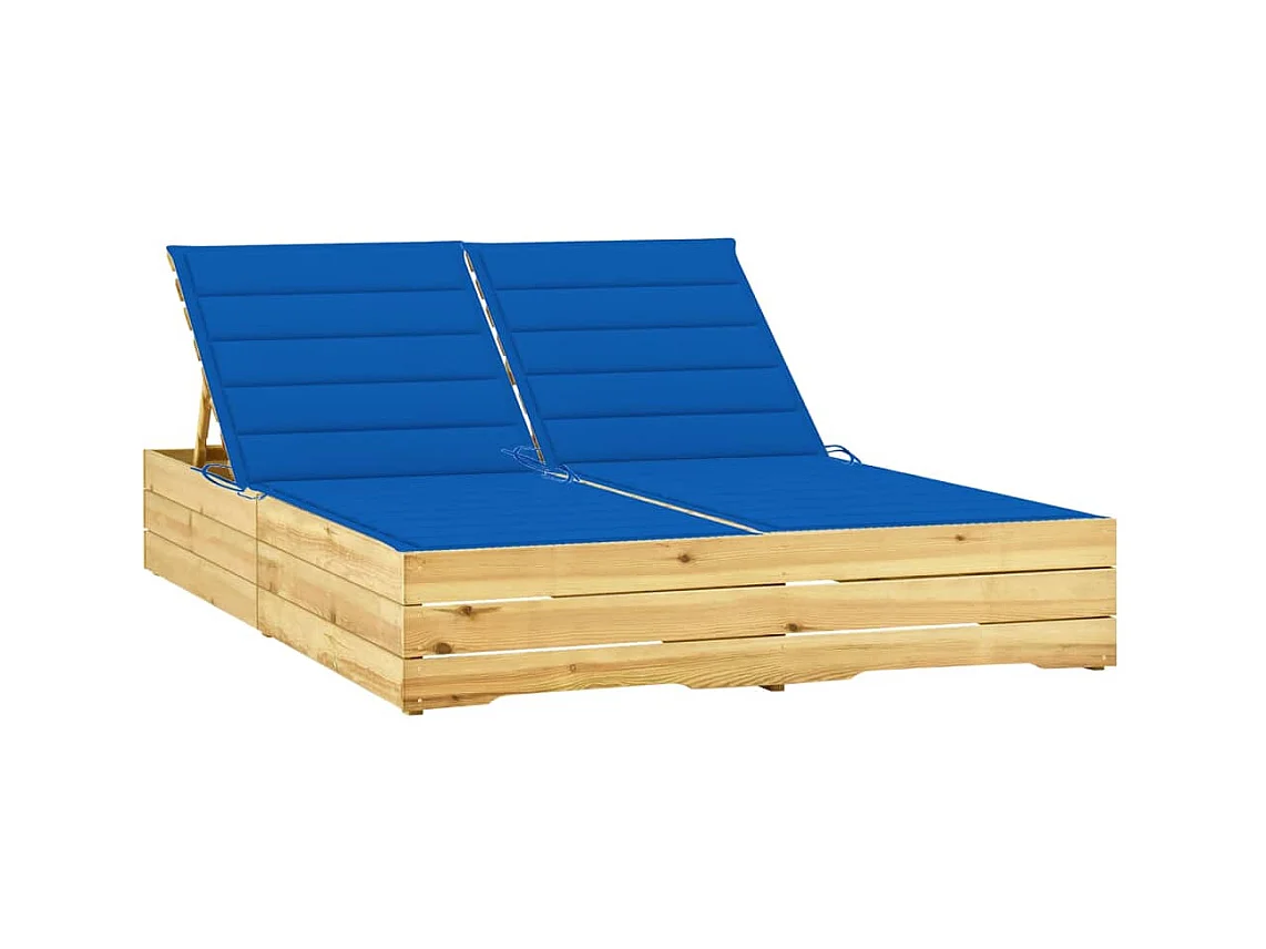 Chaise longue double et coussins bleu royal Pin imprégné