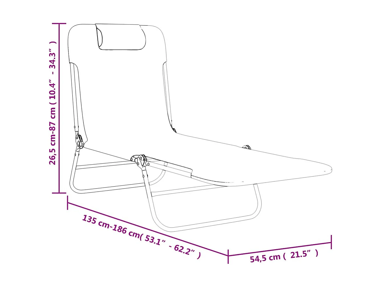 Chaises longues pliables lot de 2 taupe textilène et acier