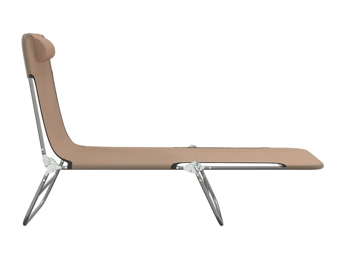 Chaises longues pliables lot de 2 taupe textilène et acier