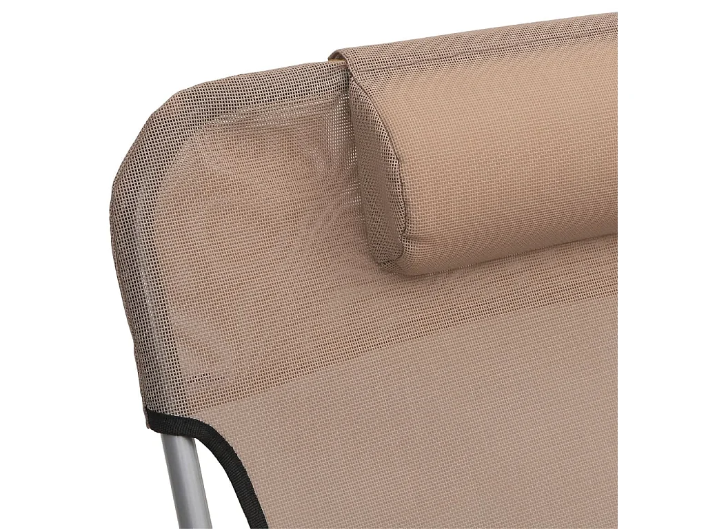 Chaises longues pliables lot de 2 taupe textilène et acier