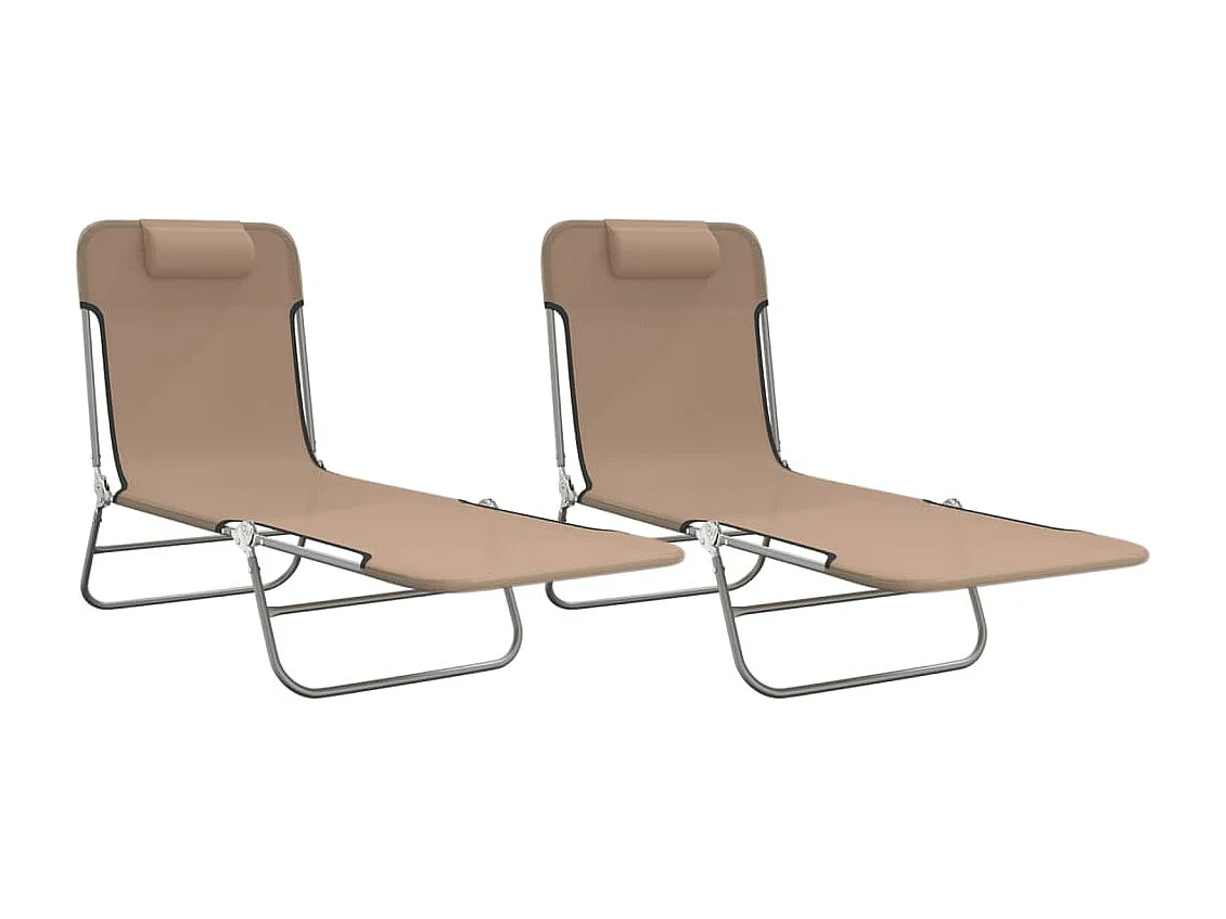 Tumbonas plegables 2 uds acero y textilene gris taupe