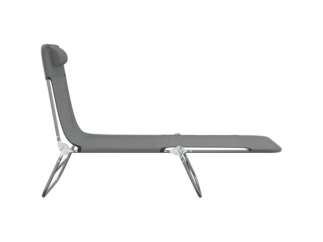 Chaises longues pliables lot de 2 gris textilène et acier