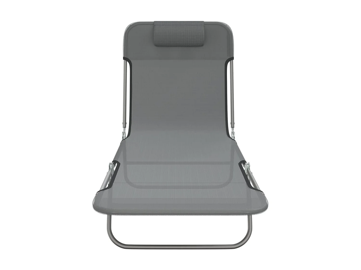 Chaises longues pliables lot de 2 gris textilène et acier