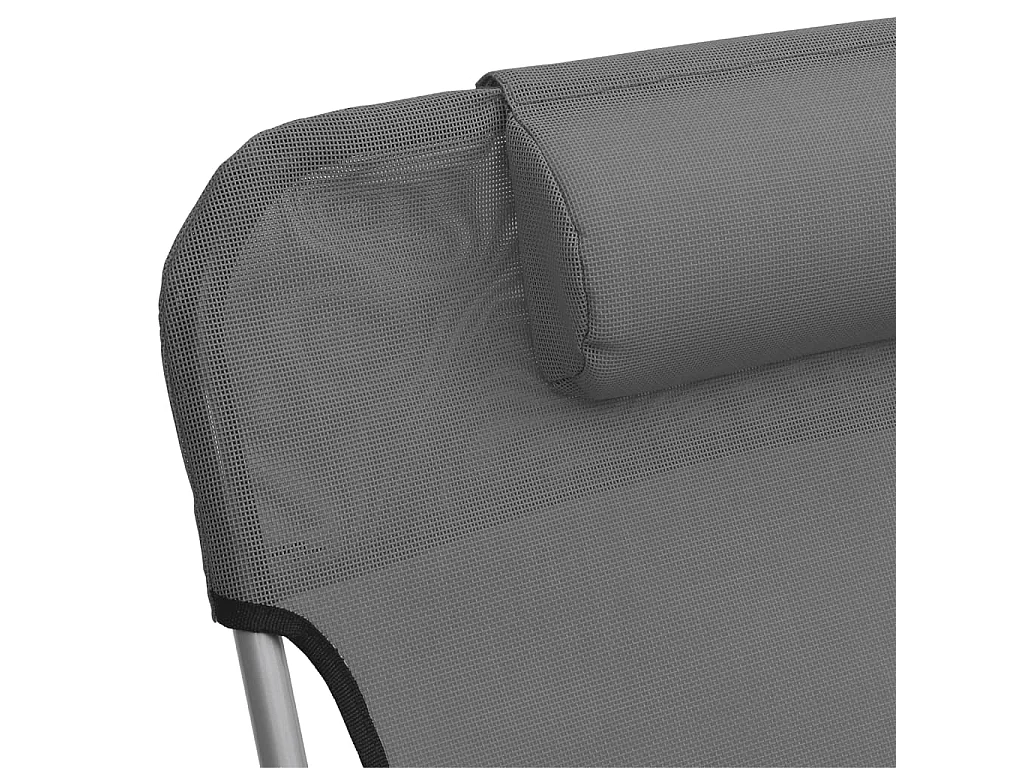 Chaises longues pliables lot de 2 gris textilène et acier
