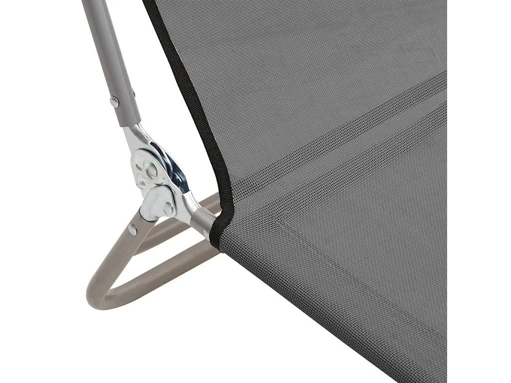 Chaises longues pliables lot de 2 gris textilène et acier