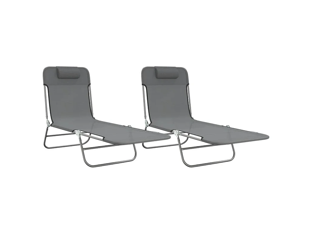 Ligbedden 2 st inklapbaar textileen en staal grijs