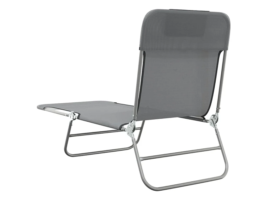 Chaises longues pliables lot de 2 gris textilène et acier