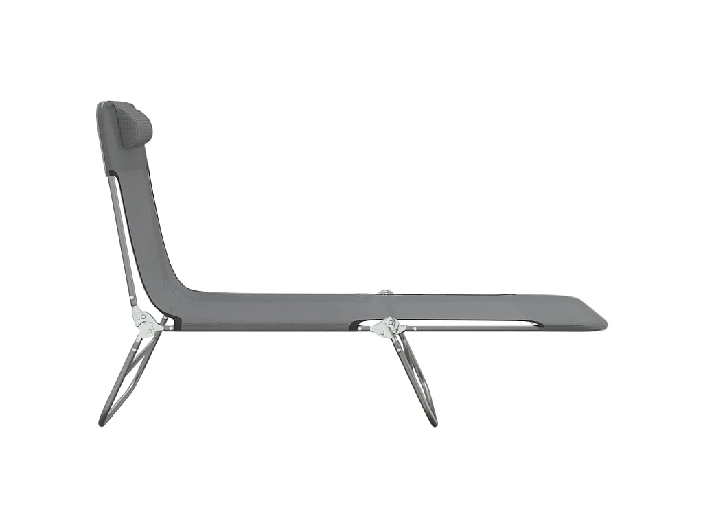 Chaises longues pliables lot de 2 gris textilène et acier