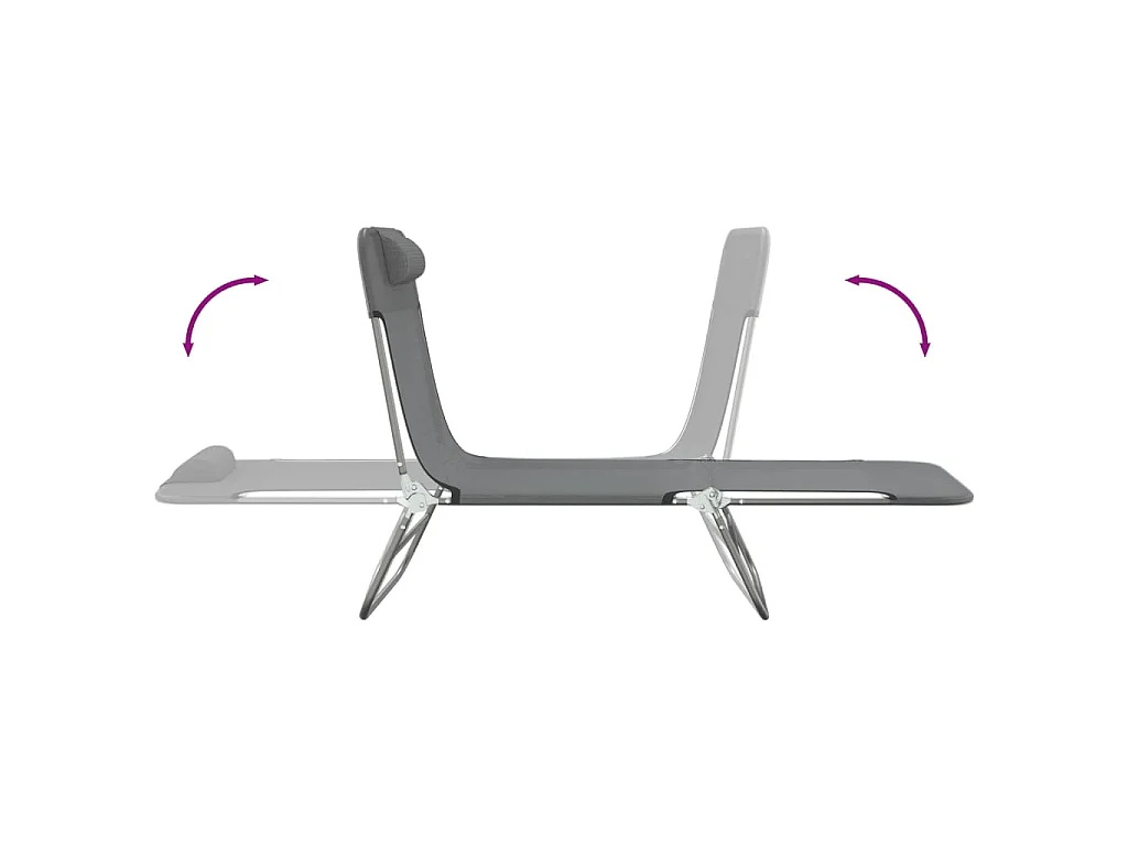 Chaises longues pliables lot de 2 gris textilène et acier