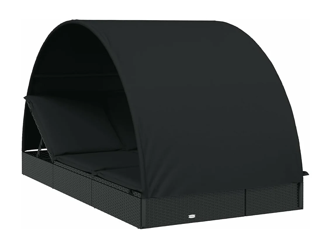 Transat 2 places avec toit rond noir 211x112x140 cm