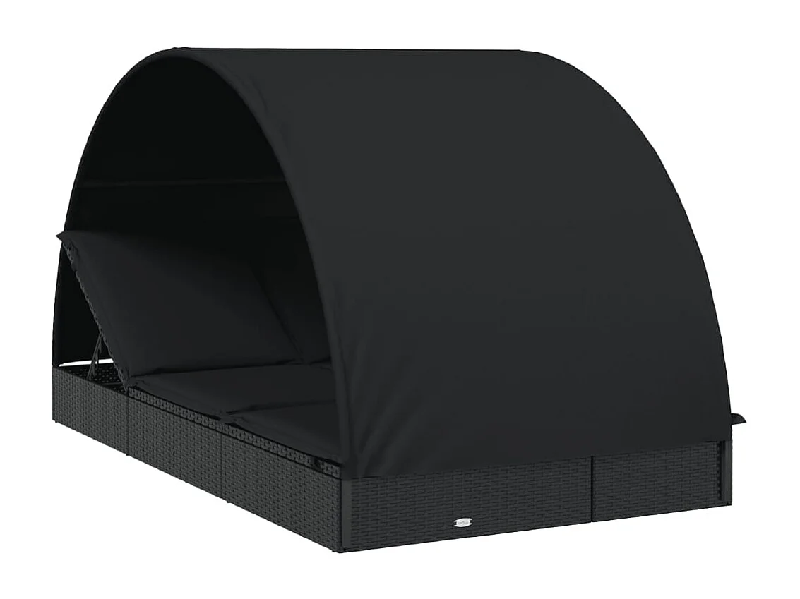 Transat 2 places avec toit rond noir 211x112x140 cm