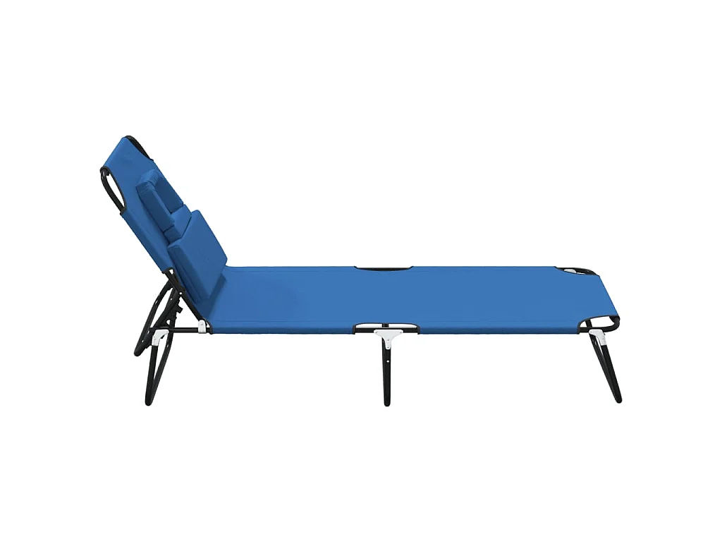 Chaise longue pliante bleu tissu oxford acier enduit de poudre