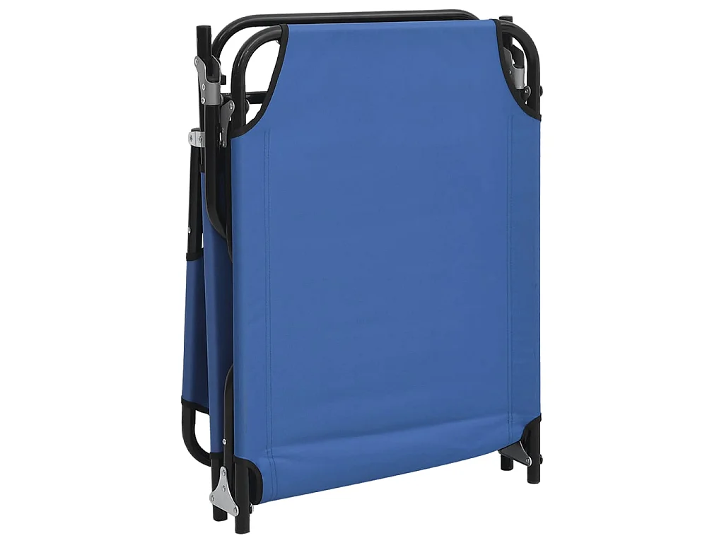 Chaise longue pliante bleu tissu oxford acier enduit de poudre