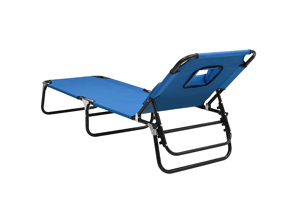 Tumbona plegable tela Oxford acero recubrimiento en polvo azul