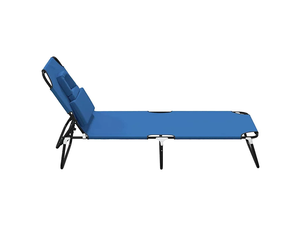 Tumbona plegable tela Oxford acero recubrimiento en polvo azul