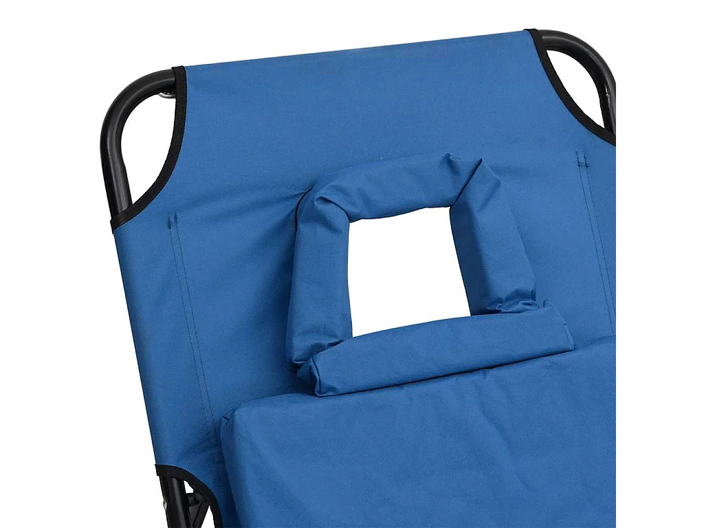 Tumbona plegable tela Oxford acero recubrimiento en polvo azul