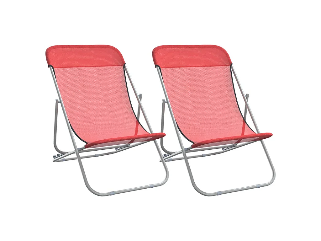 Chaises plage pliantes lot de 2 textilène acier enduit poudre