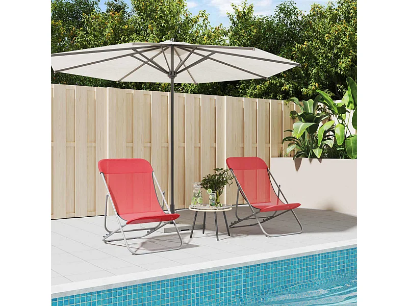 Chaises plage pliantes lot de 2 textilène acier enduit poudre