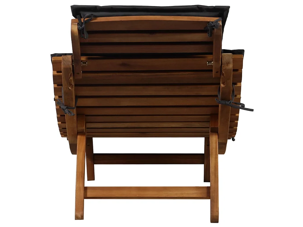 Ligstoelen met kussens 2 st massief acaciahout donkergrijs