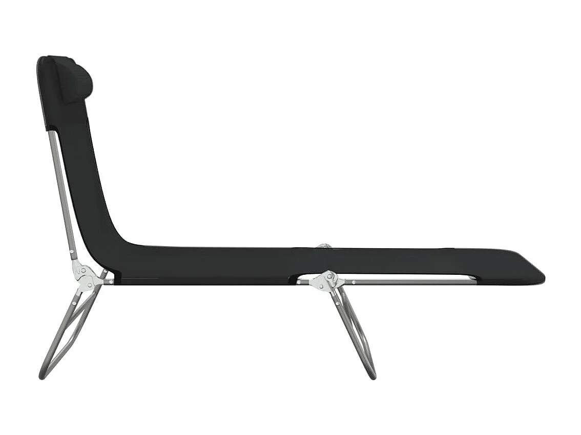 Chaises longues pliables lot de 2 noir textilène et acier