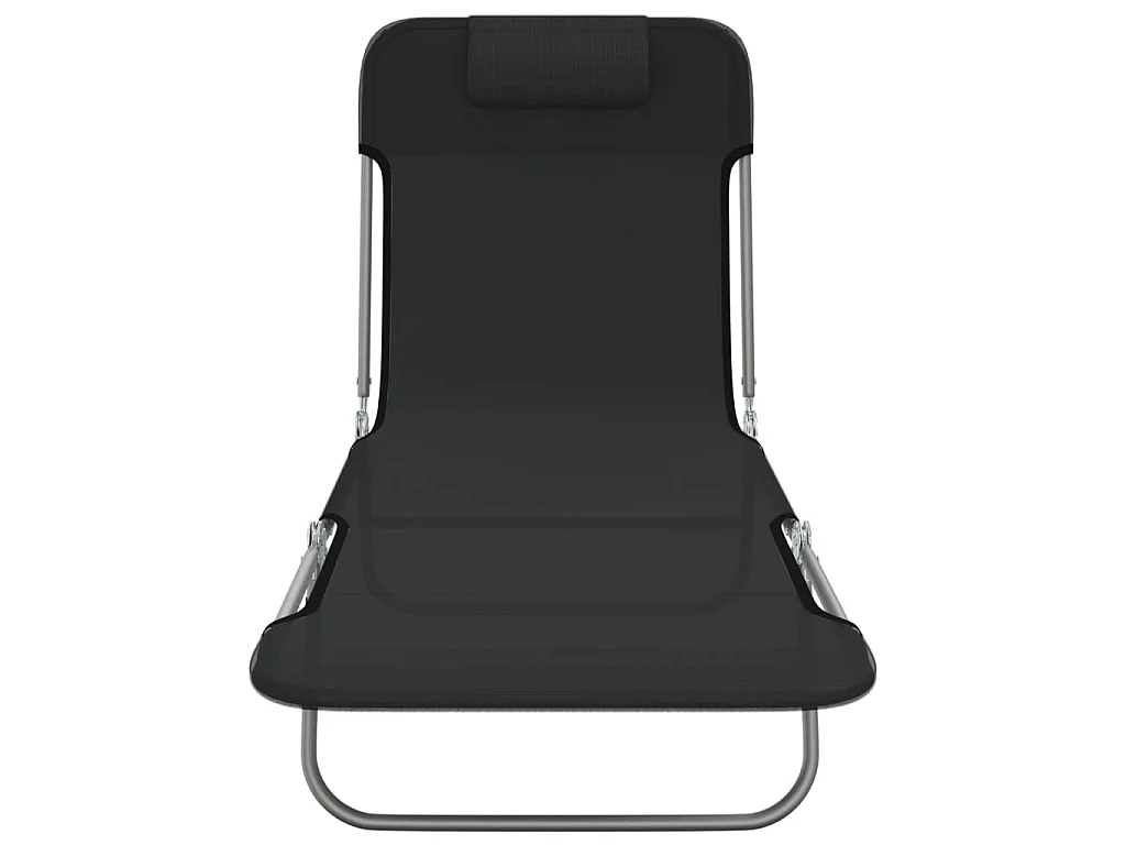 Chaises longues pliables lot de 2 noir textilène et acier
