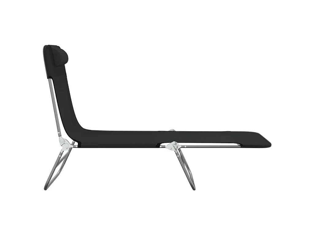 Chaises longues pliables lot de 2 noir textilène et acier
